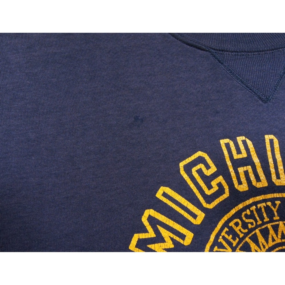 Vintage University of Michigan Sweatshirt Mens Large Blue 80s Crewneck Russell - Picture 3 of 14